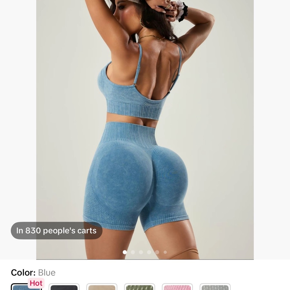 Blue Ribbed shorts - Picture 3 of 3